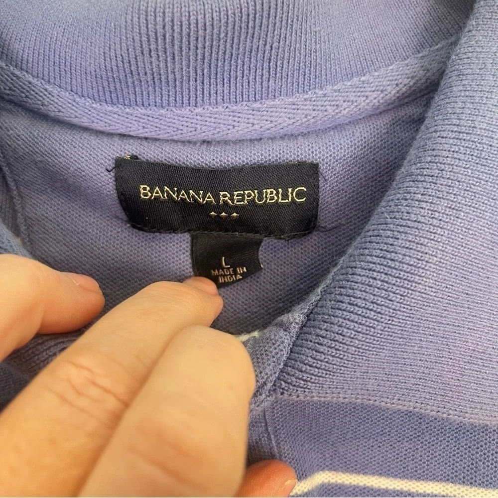 2/$30 Banana Republic Elephant Blue Striped Polo Shirt